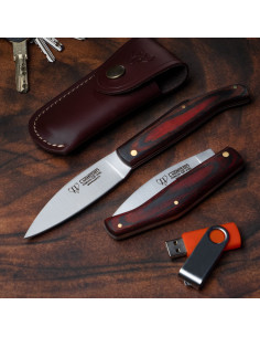 Cudeman Jagdmesser, satinroter Stamina-Griff (mit Scheide)