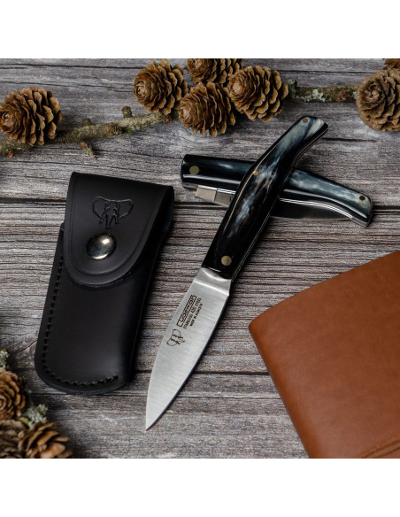 Cudeman jagtkniv, tyrehornskaft (med...