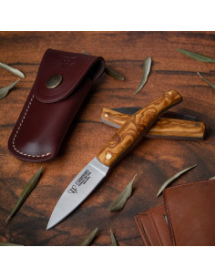 Navaja de caza Cudeman mango olivo natural (con funda)
