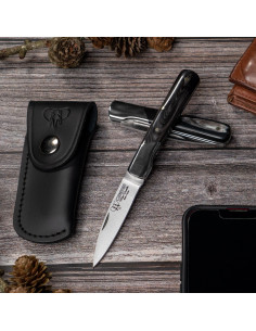 Mini Vendetta Jagdmesser, Griff aus Stierhorn (mit Scheide)