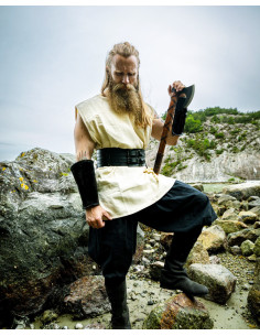 Túnica vikinga sin mangas en color blanco natural 2