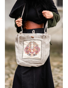 Bolso con bordado vikingo modelo Tora, blanco natural
