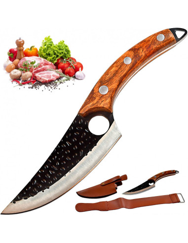 Serbisk Cheff kniv med skede og rem, 28 cm.
