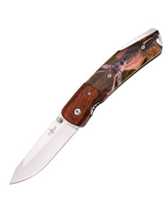 Navaja de Caza diseño Ciervo, mango madera y ABS (total...