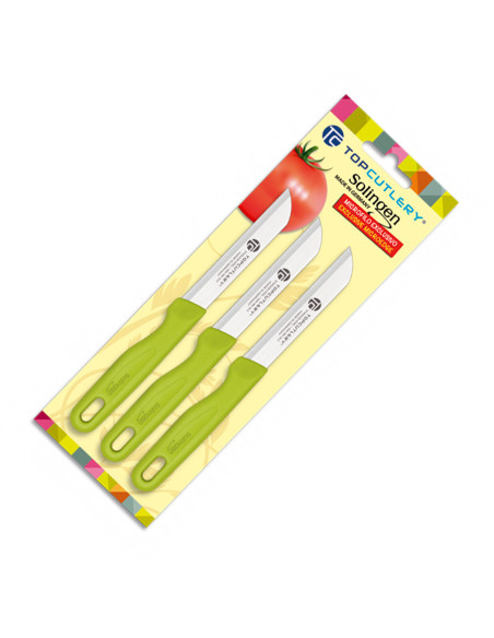 Blister 3 grüne Schälmesser Solingen Top Cutlery