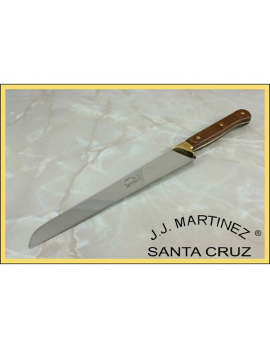 Håndlavet frokostkniv med hylster af messing, 31,5 cm.
