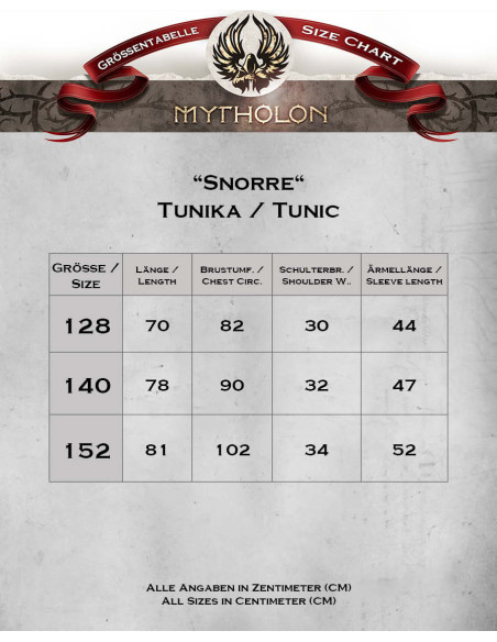 Túnica medieval para niños modelo Snorre