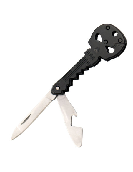 Skull nøglering, kniv og sort oplukker