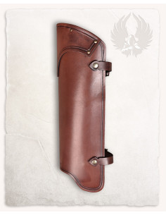 Mittelalterliche Beinschienen aus braunem Leder, Modell León 2