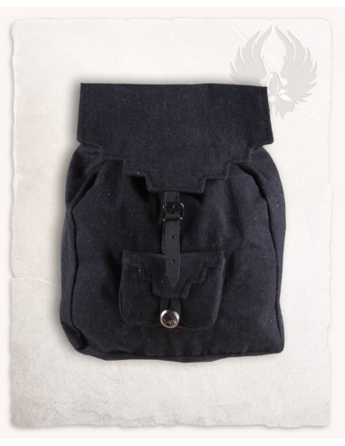 Mittelalterlicher Rucksack aus Baumwolle, Modell Borchard, schwarze Farbe