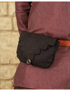 Mittelalterliche Gürteltasche aus schwarzer Baumwolle,...