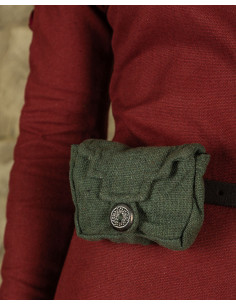 Riñonera medieval pequeña modelo Borchard, algodón verde