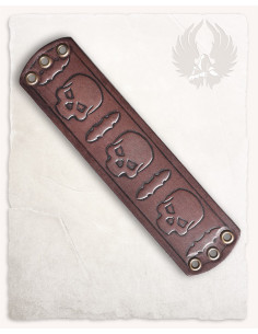 Middeleeuwse bruine leren armband met Skulls patroon