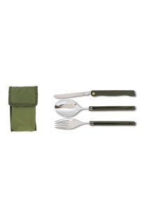 Camping bestekset met 3 stuks in de kleur groen