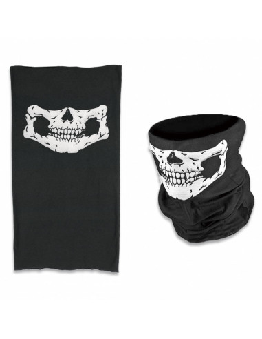 Skull militaire nekwarmer zwart-wit