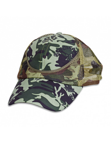 Speciel grøn camouflage camo cap, justerbar med gitter