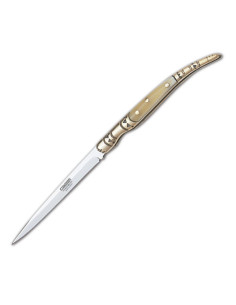 Stilettomes met handvat van imitatiehoorn, lemmet 7 cm.
