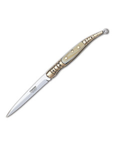 Stilettmesser mit Griff aus Hornimitat, Klinge 5,5 cm.