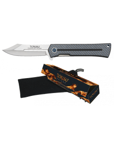 Navaja Tokisu CNC y mango G10 en fibra carbono