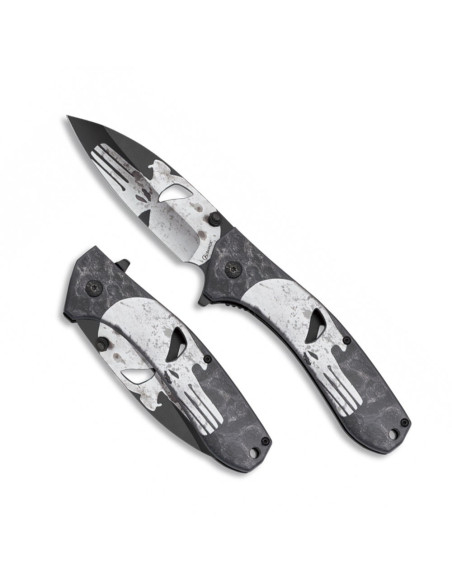 Albainox 3D zakmes met doodskop, 9 cm.