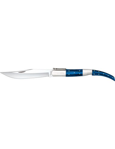 Arabisk skralde lommekniv, blåt træskaft (blad, 21,8 cm.)