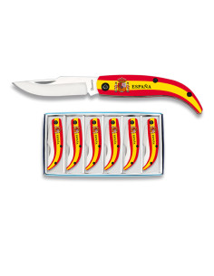 Set van 6 Spaanse Schildmessen, 14,50 cm.