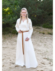 Vestido Medieval Milla Ligero de mujer, blanco natural
