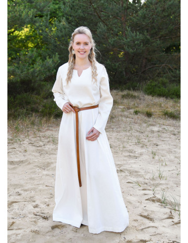 Vestido Medieval Milla Ligero de mujer, blanco natural