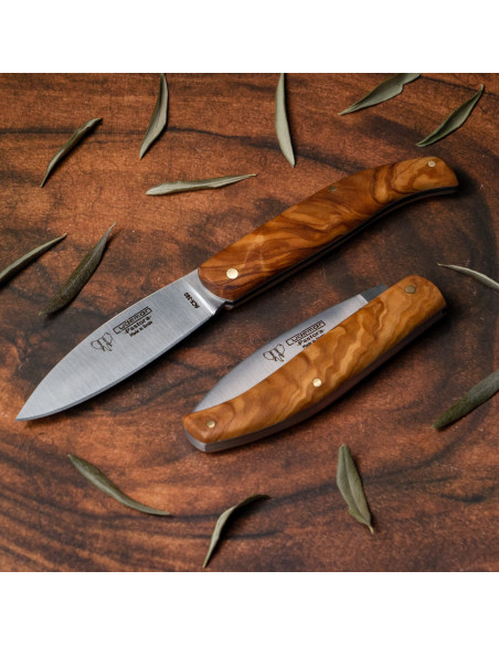 Zakmes met olijvenhandvat, lemmet 9,5...