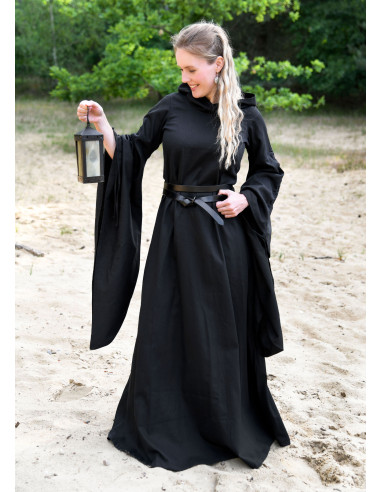 Vestido Medieval mujer mangas trompeta, negro ⚔️ Tienda-Medieval