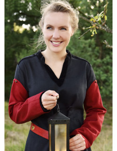 Mangas vestido medieval con alfileres, rojo vino tinto 2
