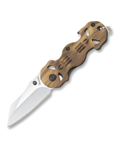 Zakmes met doodshoofd houten handvat, 6 cm.