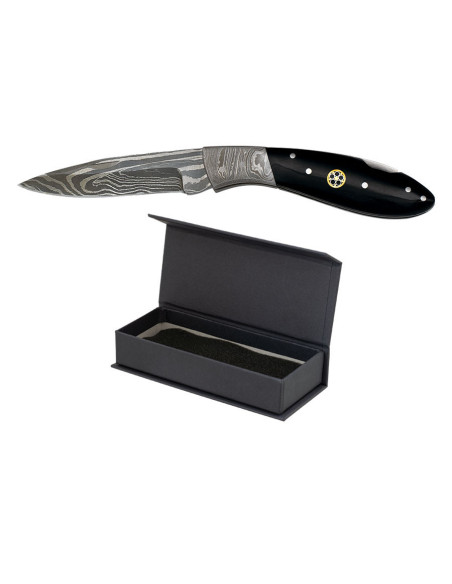 Zwarte Damascus stalen mes, 312 lagen