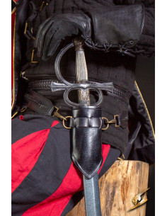 Tahalí met ringen voor botte zwaarden - Zwart