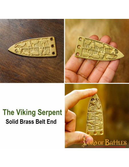 Dekorativ vikingebæltespids i messing