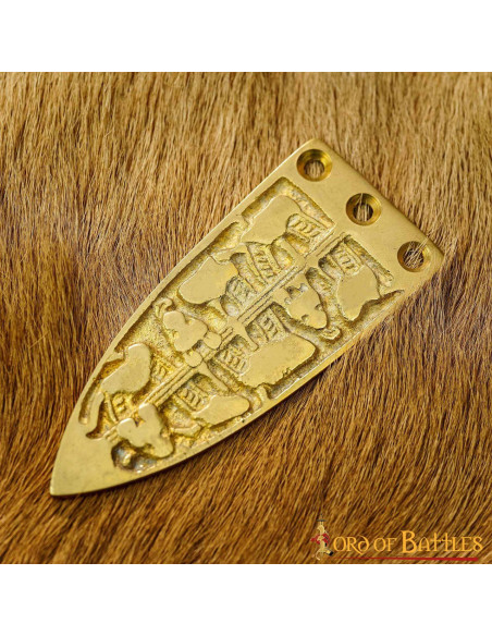 Decoratieve vikingriemtip van messing