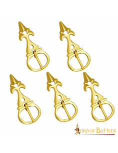 Set mit 5 mittelalterlichen Fleur-de-lis-Schnallen für...