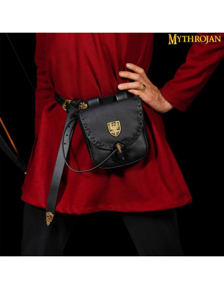 Bolso del aventurero medieval negro,...