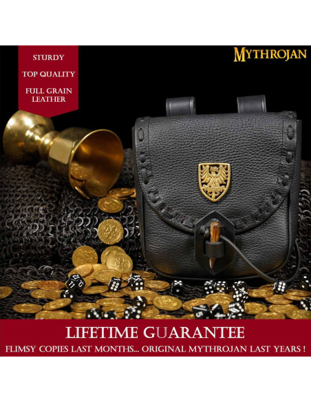 Bolso del aventurero medieval negro,...