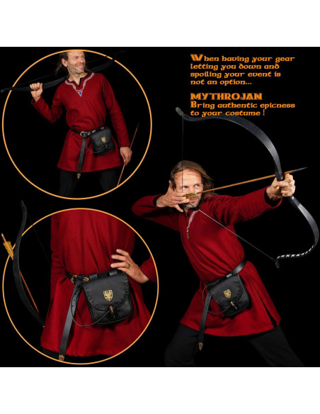 Bolso del aventurero medieval negro,...