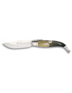 Spanisches Taschenmesser mit Stierhorngriff (Klinge 6 cm).