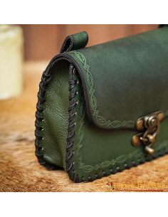 Bolso del Hechicero medieval, tipo riñonera, en piel - Verde 2