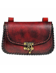 Bolso del Hechicero medieval, tipo riñonera, en piel -...