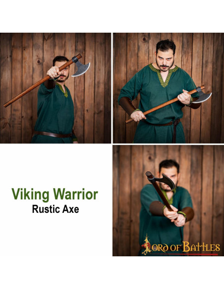 Hacha Vikinga larga con cabeza en...