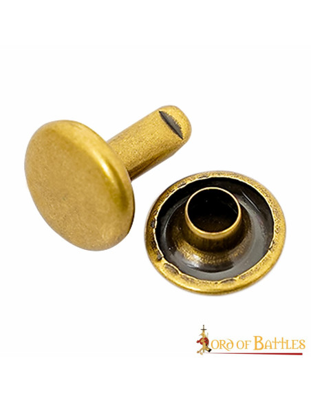 Set 100 botones, tipo remache, en latón