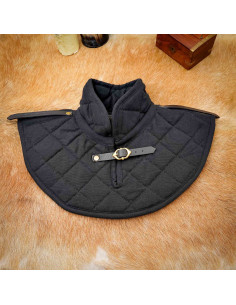 Gorjal medieval negro acolchado cuello alto en algodón 2