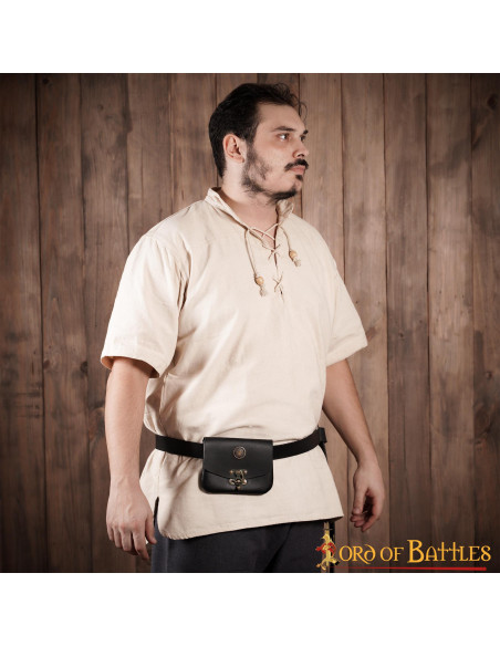 Schwarze mittelalterliche Ledertasche...