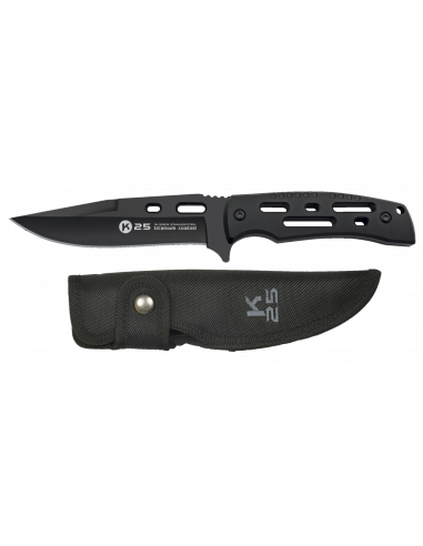 Schwarzes taktisches K25-Messer, Klinge ohne Wellenschliff