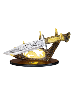 Cuchillo decorativo osos con hoja grabada y peana