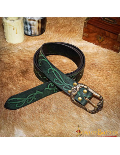 Forest Elf-riem van groen leer met reliëf 2
